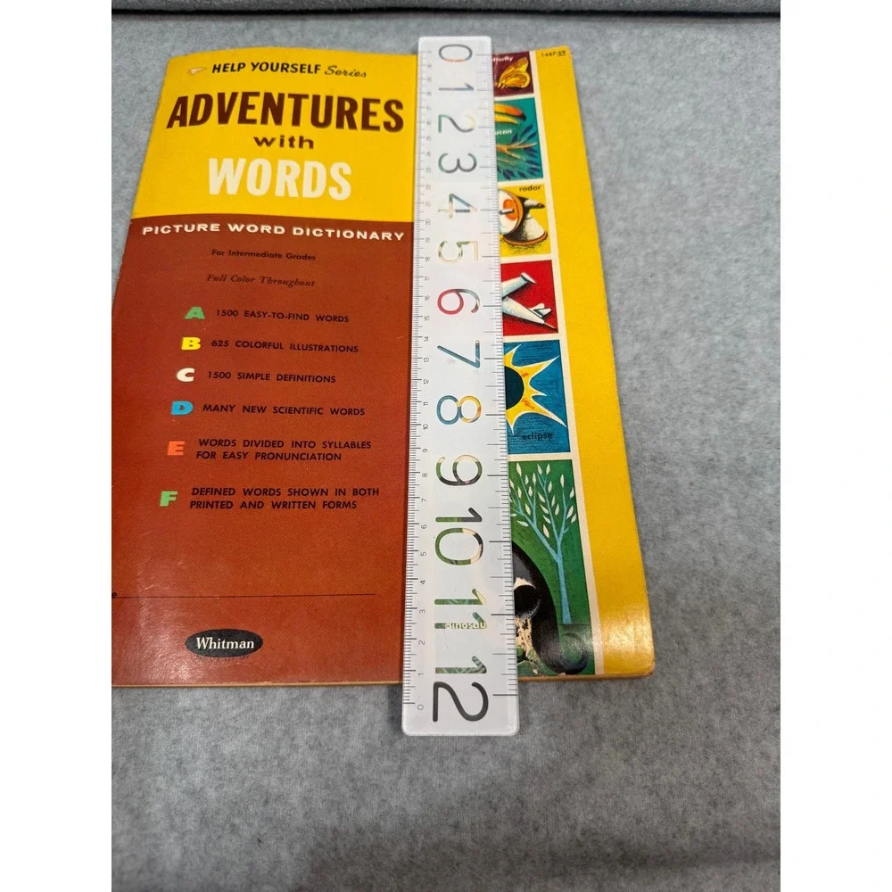 VTG 1961 Whitman Adventures with Words Picture‎ Dictionary School Book Clean